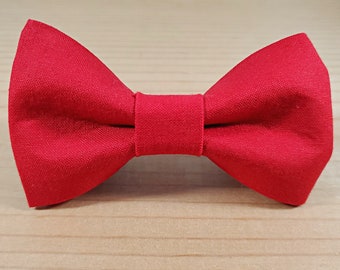 Solid Red Bow Tie Dog Cat Collar Washable