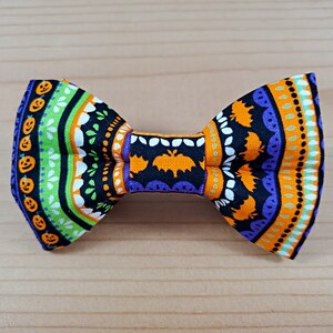 Halloween Spooky Fun Green Purple Durable Bow Tie Dog Cat Collar Washable