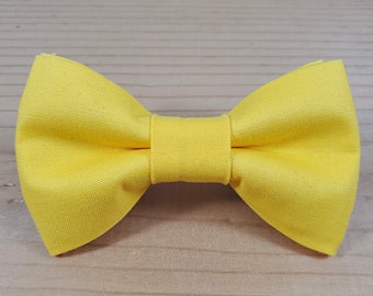 Solid Yellow Bow Tie Dog Cat Collar Washable