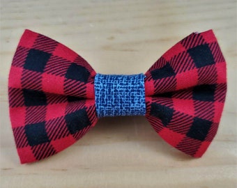 Lumberjack Buffalo Plaid Dog Bow Tie Red Black Cat Bow Tie