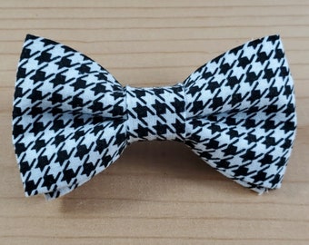 Black and White Houndstooth Bow Tie Dog Cat Collar Washable