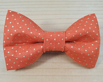 Collar lavable para perro y gato con lazo de lunares de cobre dorado y óxido