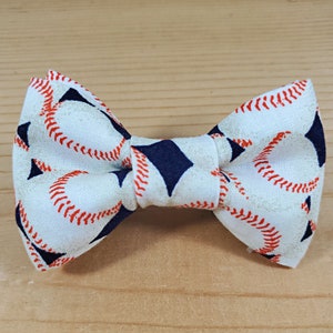 Baseball Navy Bow Tie Dog Cat Collar Washable