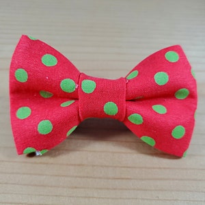 Red and Green Polka Dots Bow Tie Dog Cat Collar Washable