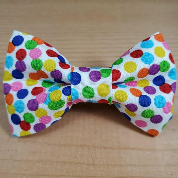 Rainbow Polka Dot Bow Tie Dog Cat Collar Washable