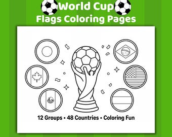 WM-Flaggen zum Ausmalen | 48 Länder, 12 Gruppen (Digital Download)