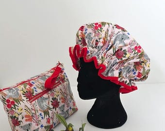 Shower Cap & Matching Toiletry Bag Set – Australian Wildlife Print