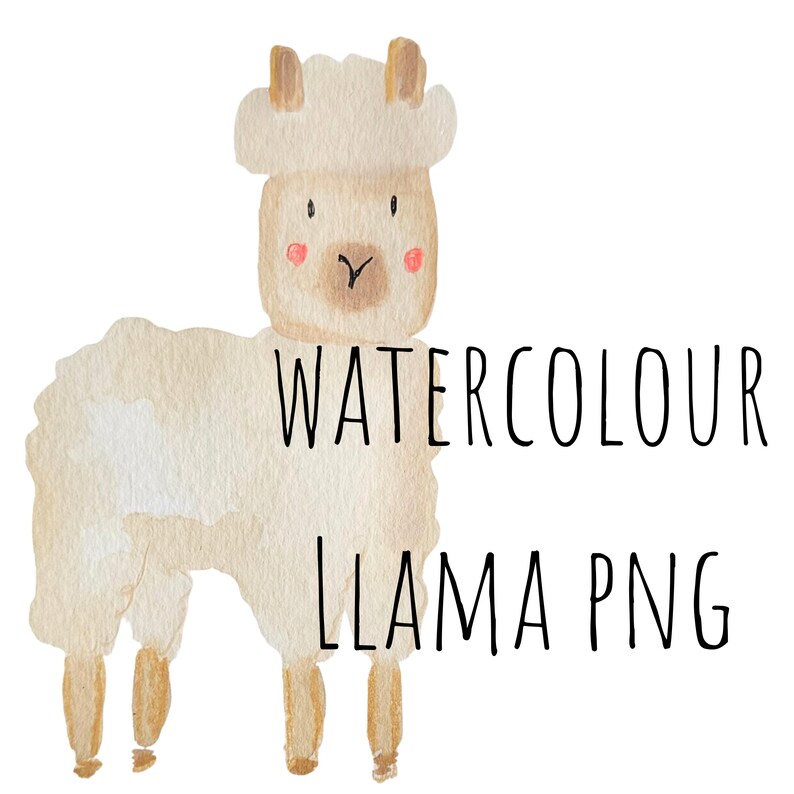 Hand Painted Watercolor Llama Clipart Farm Animal Png digital hand-painted-watercolor-llama-clipart-farm-animal-png-digital