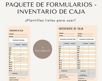 Set of 6 Instant Download / Printable - Cashbox Inventory Slips- Spanish