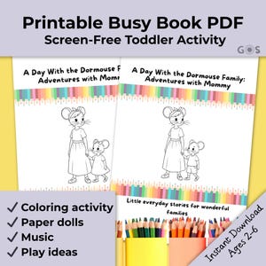 Busy Book for Toddlers Printable – Screen-Free Activities, Coloring Story & Paper Dolls (Single Mom Theme)