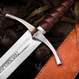 Accolade Sword of the Knights Templar High Carbon Steel, Leather Scabbard Collectible cosplay replica image 6