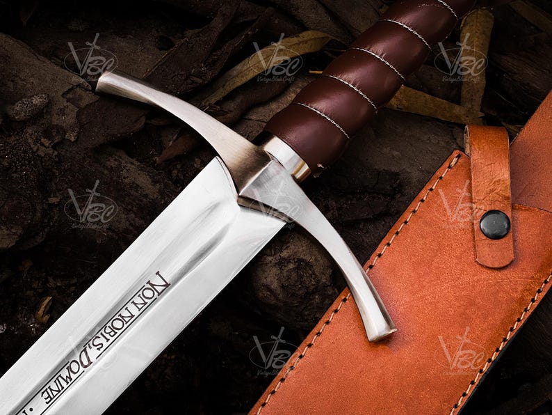 Accolade Sword of the Knights Templar High Carbon Steel, Leather Scabbard Collectible cosplay replica image 6