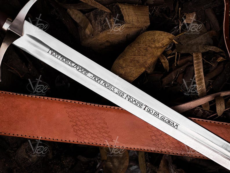 Accolade Sword of the Knights Templar High Carbon Steel, Leather Scabbard Collectible cosplay replica image 4