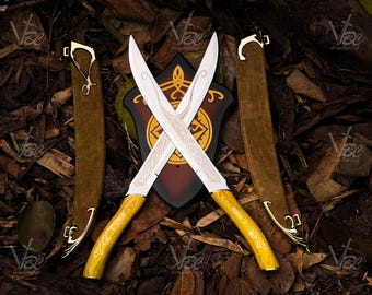 Custom Handmade Greenleaf’s Swords Duo With Wall Mount, Fantasy Sword, Cosplay Sword, Ideal Birthday Gift for Him, Boyfriend Christmas Gift