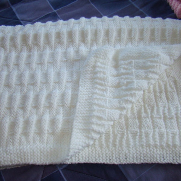 Hand - Knit Baby Blanket - Pure White