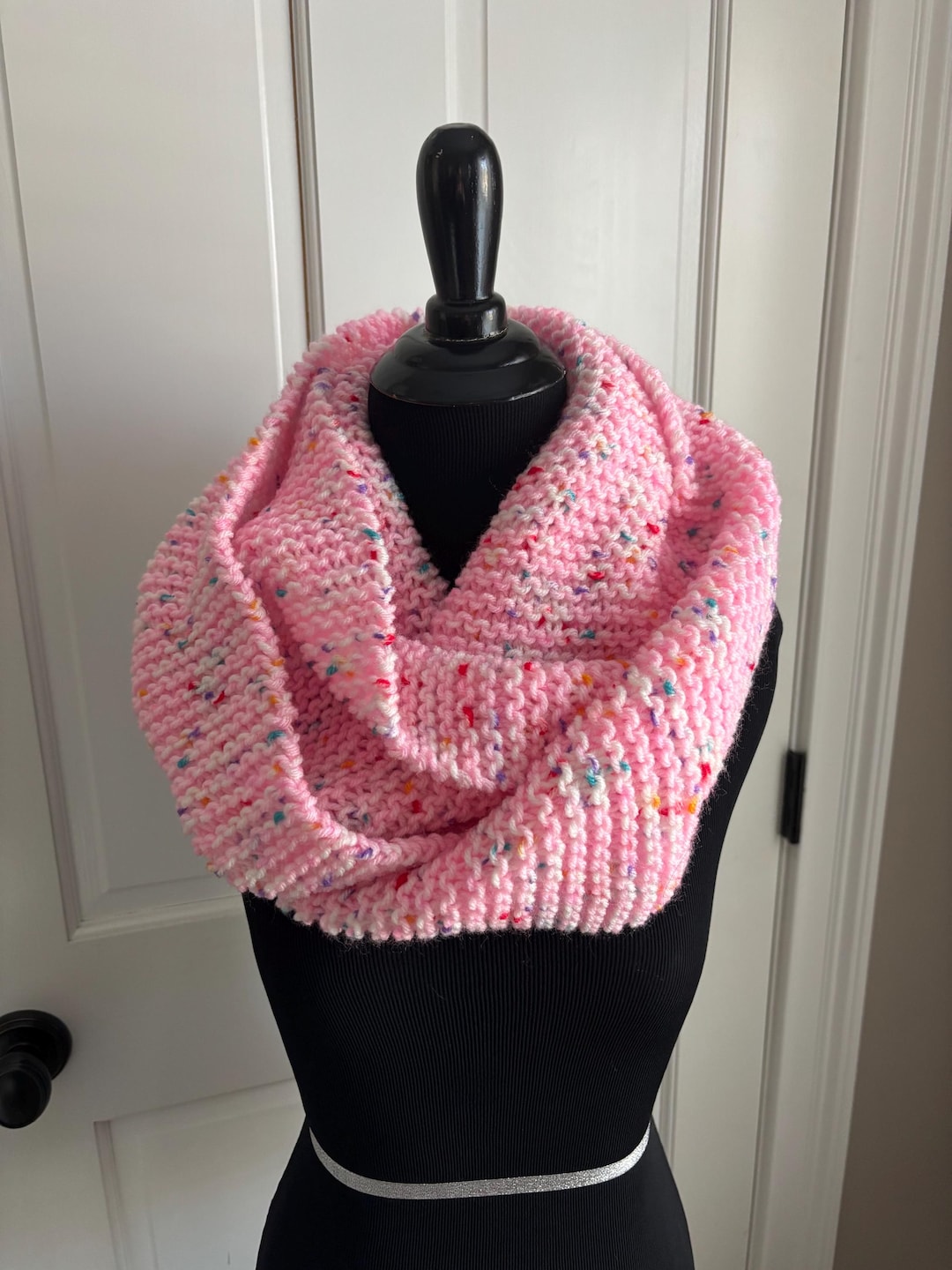 Hand Knit Infinity Cowl / Scarf - Pink Confetti - Etsy