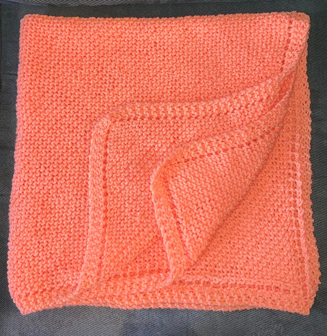 Hand Knit Baby Blanket Peachy Keen Etsy