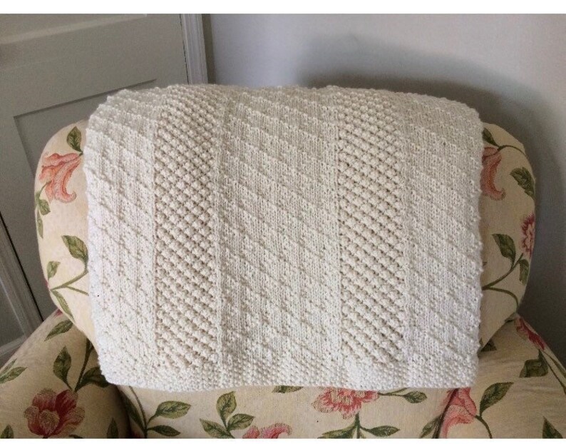 Hand Knit Baby Blanket Irish Knit Ecru Natural Aran Etsy