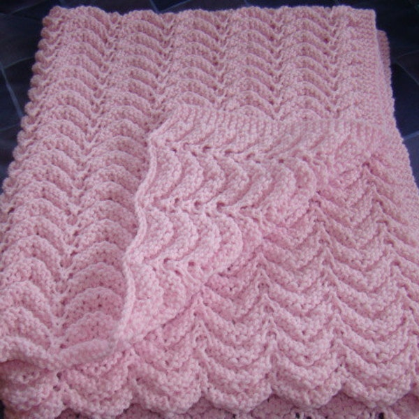 Hand - Knit Baby Blanket - Baby Pink