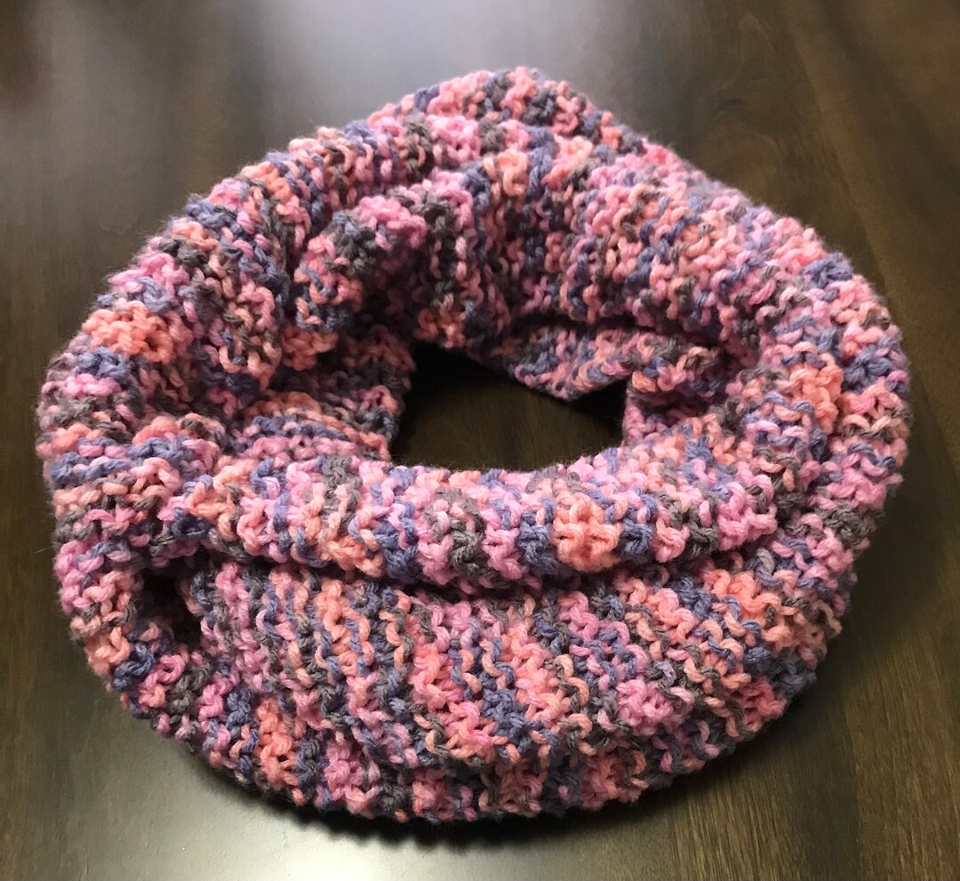 Knit Infinity Cowl - Pink, Grey, Lilac - Etsy
