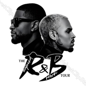 May include: Black and white graphic of two men's profiles, one wearing sunglasses. The text reads "The R&B Brown Tour" in a stylized font. The image is a promotional graphic for a music tour.