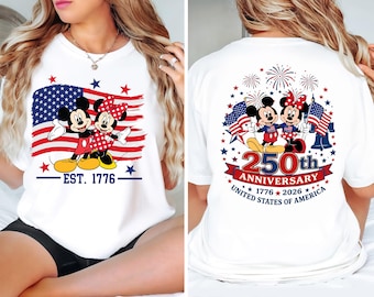 Mickey And Minnie America 250th Anniversary PNG, Disney 1776 2026 Patriotic Shirt, Disney Characters 4th of July Sublimation Digital