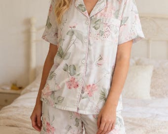 Ensemble de pyjama floral pour demoiselles d'honneur Pyjamas de fête de mariée Vêtements de nuit confortables Vêtements de détente Vêtements de nuit d'été Cadeau de demoiselle d'honneur