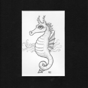 Seahorse Drawing Original Pen And Ink Illustration Of A Sea Etsy