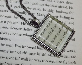 The Secret Garden book page pendant