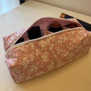 Pink Floral Quilted Hair Tool Bag | Cotton Organizer Case for Stylers
