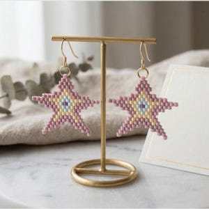 Starfish Brick Stitch Pattern | Beaded Earring Tutorial PDF | Miyuki Delica Pattern | Silk Texture Ocean Jewelry Design | Instant Download