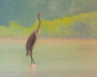 Blue Heron oil painting