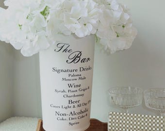 Personalized Bar Menu, Drink Menu, Cocktail List, Wedding Signage