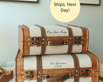 Personalized Keepsake Trunk Set Storage Solution for Wedding Memory Box Storage Chest Organization Ideas for Bedroom Decorative Piece Custom