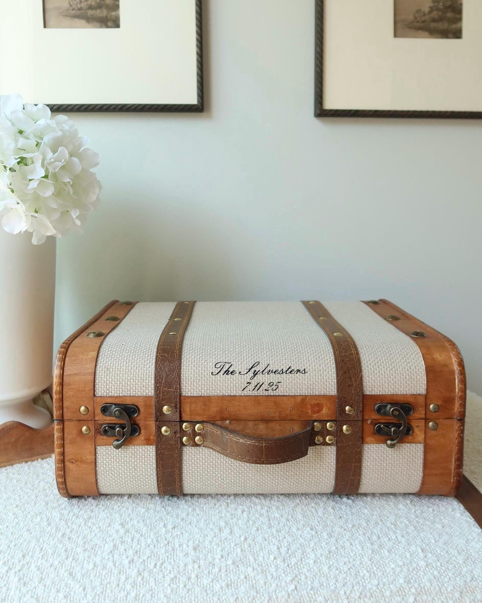 Wedding Keepsake Trunk Large, Personalized Bridal Memory Box, Card Box, Heirloom Chest, Custom Wedding Storage, Wedding Gift - Customized Trunk