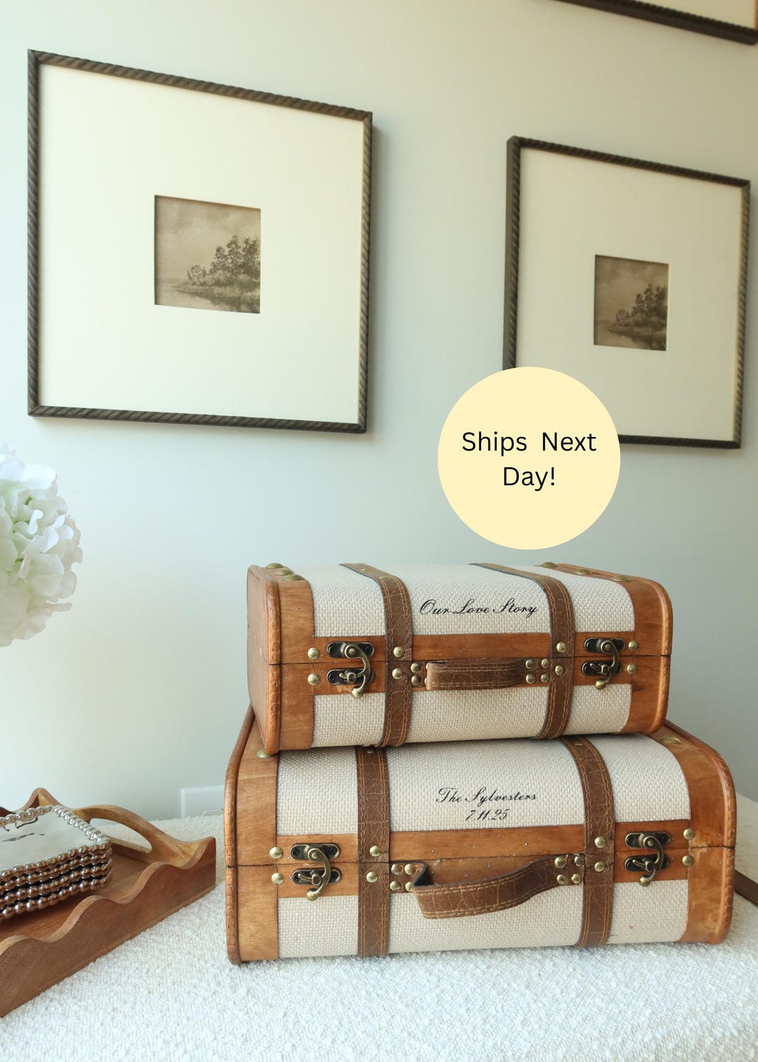 Personalized Keepsake Trunk Set Storage Solution for Wedding Memory Box Storage Chest Organization Ideas for Bedroom Decorative Piece Custom