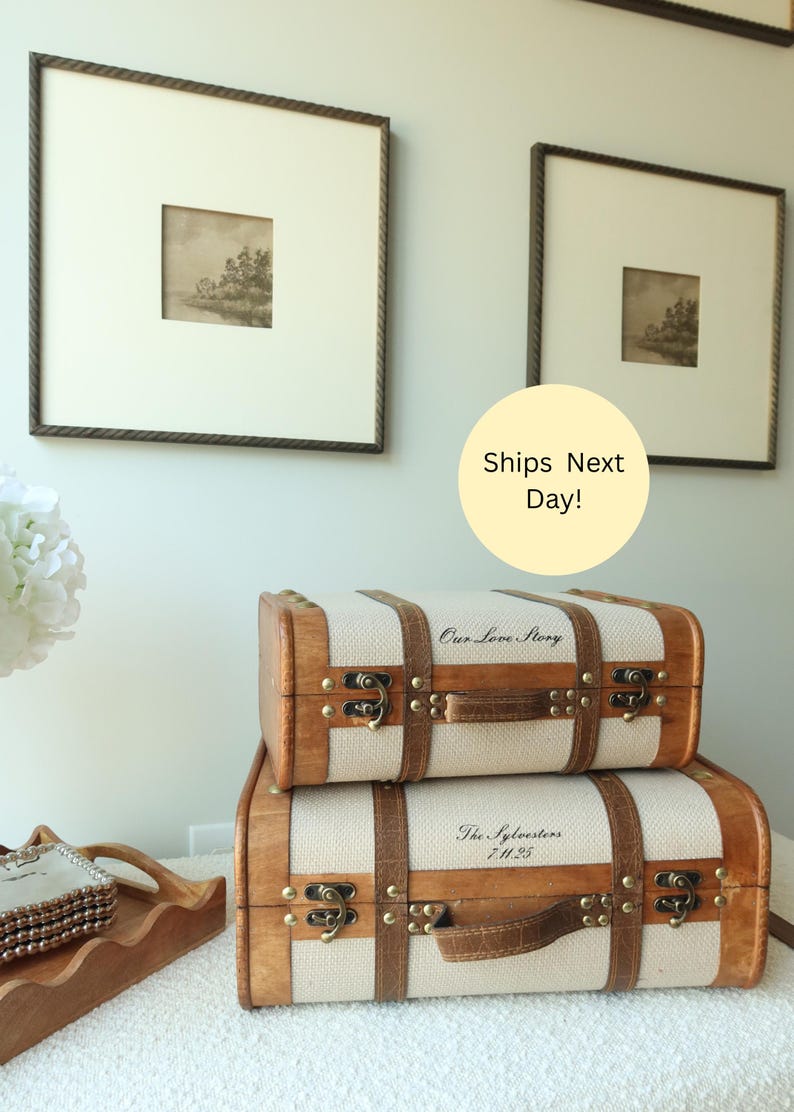 Personalized Keepsake Trunk Set Storage Solution for Wedding Memory Box Storage Chest Organization Ideas for Bedroom Decorative Piece Custom image 1
