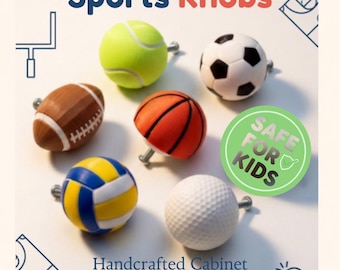 Sports Theme Drawer-Cabinet Knobs and Pulls, Kids Room Dresser Handles, Kid's Room Furniture Hardware,Soccer Basketball Tennis Football Golf