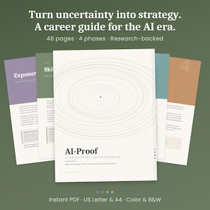 Cuaderno de trabajo de reposicionamiento profesional con inteligencia artificial: Planificador de carrera imprimible de 48 páginas