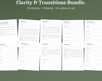 Pakiet „Decyzje życiowe” do druku, 12 układów, Planer ważnych wyborów i zmian, Wypełniany plik PDF, Format A4