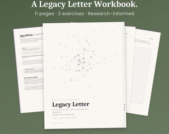 Legacy Letter Workbook Printable, Values Letter Template, Ethical Will Guide PDF