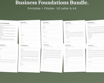 Zestaw planera biznesowego do druku, 12 układów, zestaw startowy dla freelancerów, plik PDF do wypełnienia, format A4 Letter