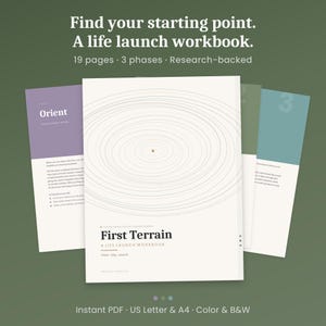 First Terrain Life Launch Workbook, 19 pagina's afdrukbaar Life Transition Journal