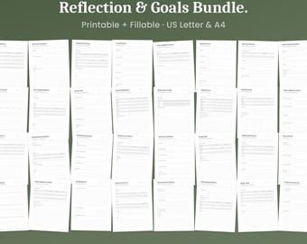 Pacote de Reflexão, 11 Modelos e 32 Layouts, Semanal, Mensal e Trimestral, PDF Preenchível, Formato Carta (A4)