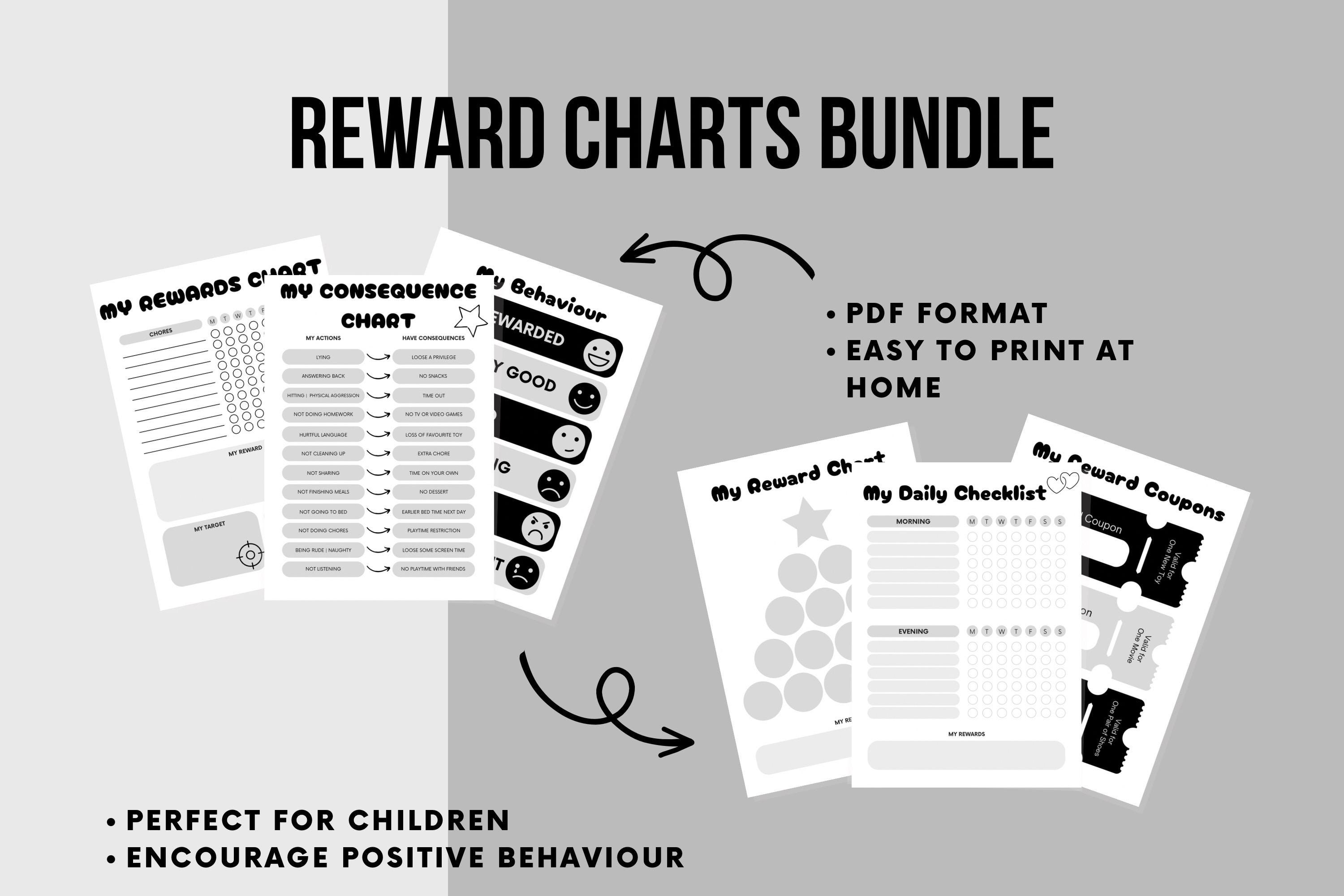 Editable Reward Chart Bundle for Kids | Printable Behaviour & Chore ...