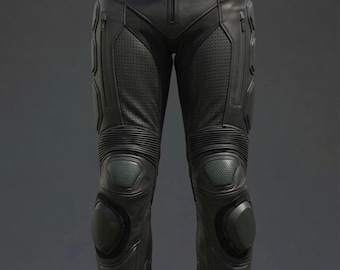 Black Armoured Leather Motorcycle Racing Pant | Dark Bat Racing Biker Gear