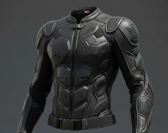 Black Armoured Leather Motorcycle Racing Jacket | Tactical Biker Gear