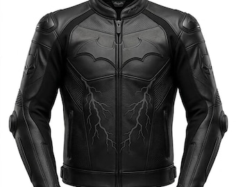 Black Armoured Leather Motorcycle Racing Jacket | Dark Bat Racing Biker Gear