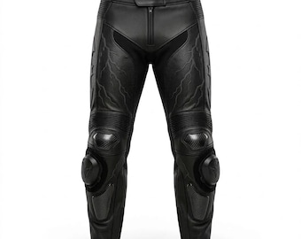 Black Armoured Leather Motorcycle Racing Pant | Dark Bat Racing Biker Gear