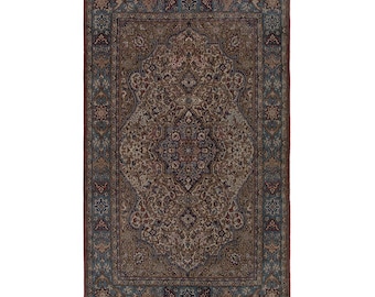 Vintage Turkish Rug 8.69x5.41 ft, Handmade Oushak Style Carpet, Antique Floral Area Rug, Large Oriental Rug, Traditional Turkish Decor